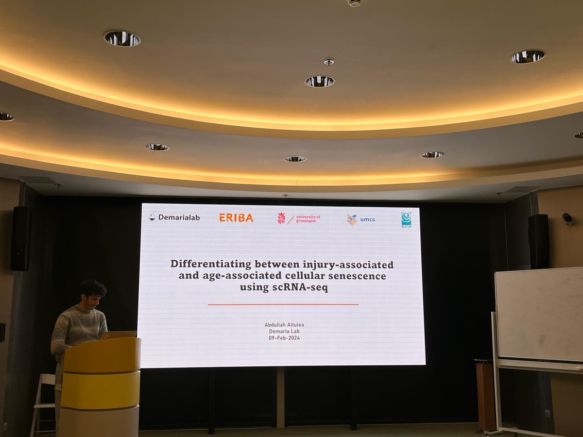 Yesterday Abdullah, PhD student in our lab, presented his work on differentiating between injury-associated and age-associated cellular senescence using scRNA-seq in the ERIBA (@UMCG_ERIBA) seminar. Very exciting and important work!