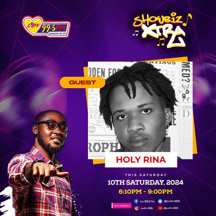 @holyrina98 will be live on #ShowbizXtra at 7:30pm.

We are pulling up for the boy
