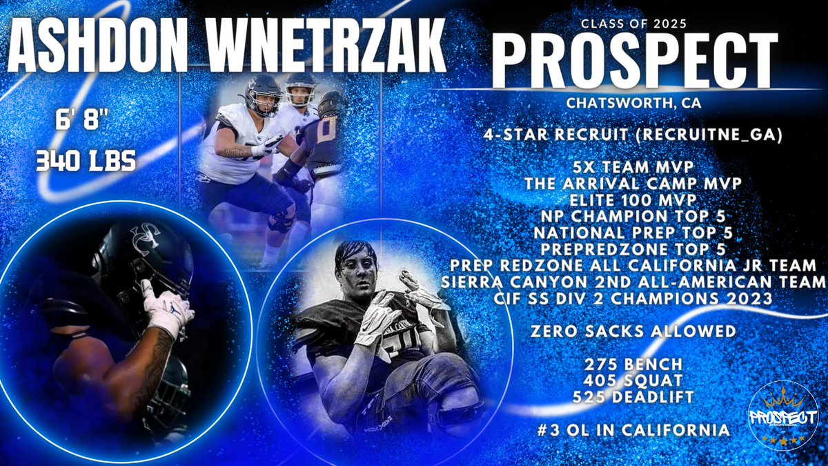 Out West we have a giant! @AshdonWnetrzak is a 6' 8' 340 lb. OL that can MOVE! Impressive speed and control with very physical blocking. No sacks allowed in this past season, and his film can clearly tell you why. Multiple D1 offers! #prospect #recruiting #uncommitted #d1bound