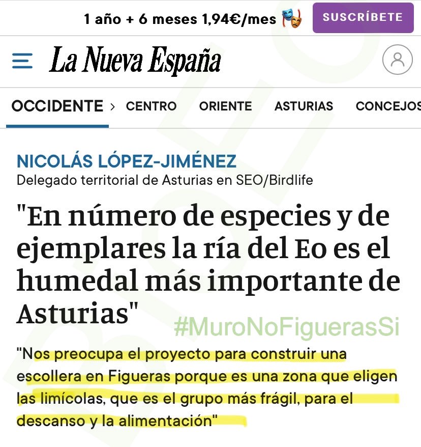 BioEo2023's tweet photo. La Sociedad Española de Ornitología (SEO/Birdlife) también ve los peligros que va a traer el actual proyecto del Puerto de Figueras. Os dejamos el reportaje publicado en La Nueva España: https://t.co/L6bur5kNXx

#MuroNoFiguerasSi https://t.co/f9iozGUYDf
