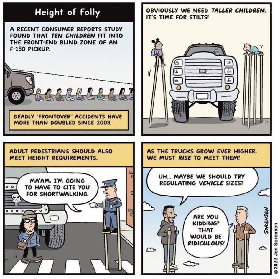 @StreetsblogUSA @StreetsblogNYC Just so we’re clear, this cartoon is supposed to be sarcastic and ridiculous. Some replies apparently might think it’s serious.