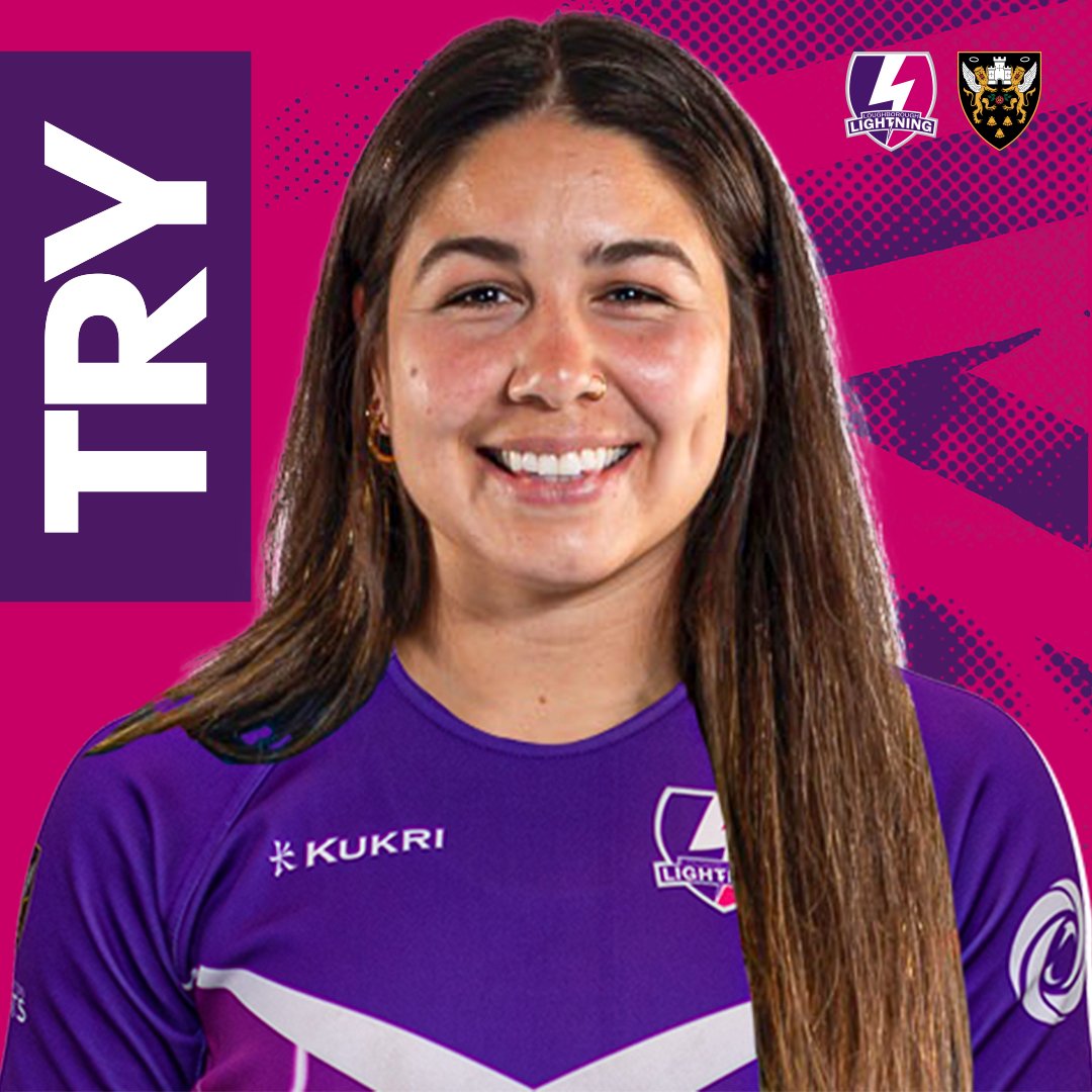 3️⃣8️⃣ TREDER TREBLE!!! Loughborough Lightning’s prolific tryscoring hooker Kathryn Treder makes it a first-half hattrick from an unstoppable rolling maul! Conversion missed. #LightningStrikes ⚡️ 17 – 5 🐯