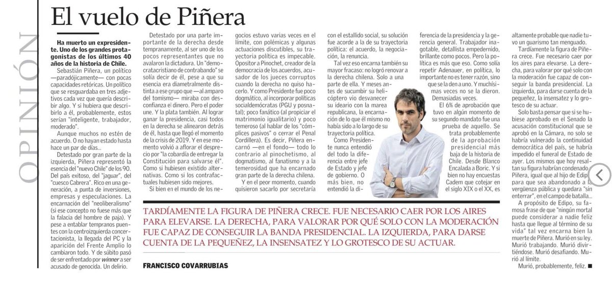 fjcovarru's tweet photo. Columna “El vuelo de Piñera”, hoy en El Mercurio https://t.co/k7VWamrXYX