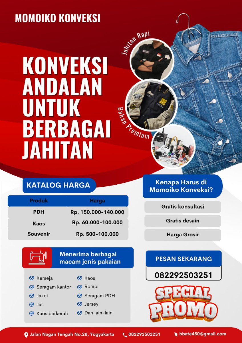 graceSifra's tweet image. Halo kakak-kakak!! Izin share, yang mau buat seragam (partai besar &amp;amp; kecil) boleh banget order disini yaaaa basenya di Jogja tapi kami udah sering kirim pesanan ke luar, kok.
Boleh pake magic words "temennya gege" ya biar murceee🤩 Thank you, all! #zonajajan #zonauang️