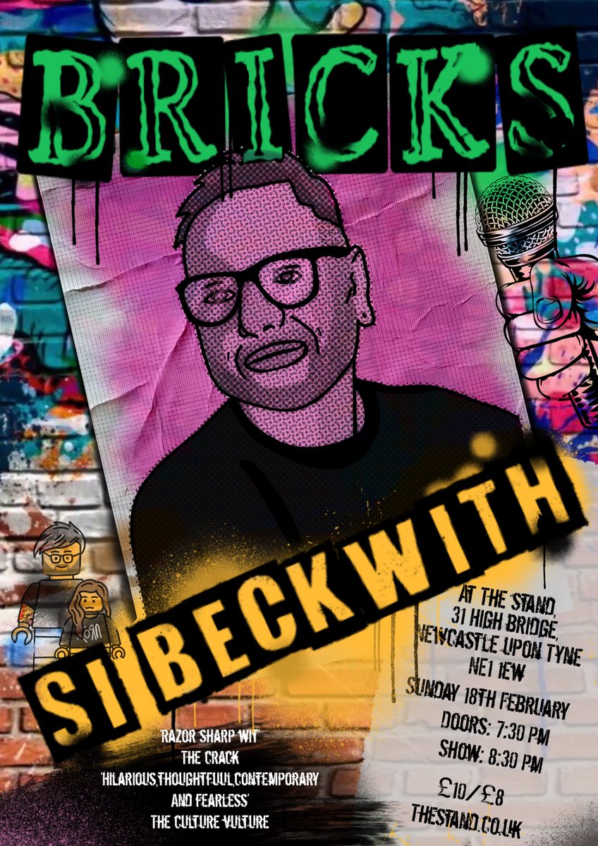 My show at @StandNewcastle is just over a week away. Come see Bricks on Sun 18 Feb. It's a funny, daft, heartfelt show about being a step-parent, 80s films, goths, relationships, parenting, social class and dogs. Come. SHARE THIS POST! Spread the word. thestand.co.uk/performance/16…