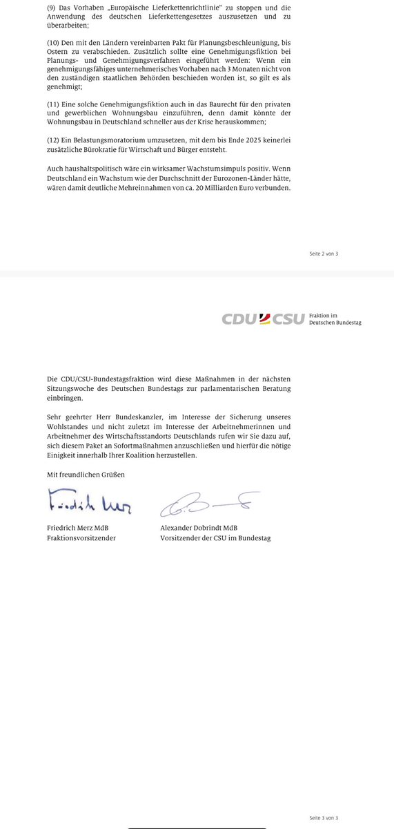 Wieder ein Brief an den Kanzler: Die Union fordert darin ein Sofortprogramm für die deutsche Wirtschaft. <a href="/ARD_BaB/">Bericht aus Berlin</a>