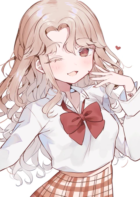 天然パーマ××白(ギャル)#イラスト 