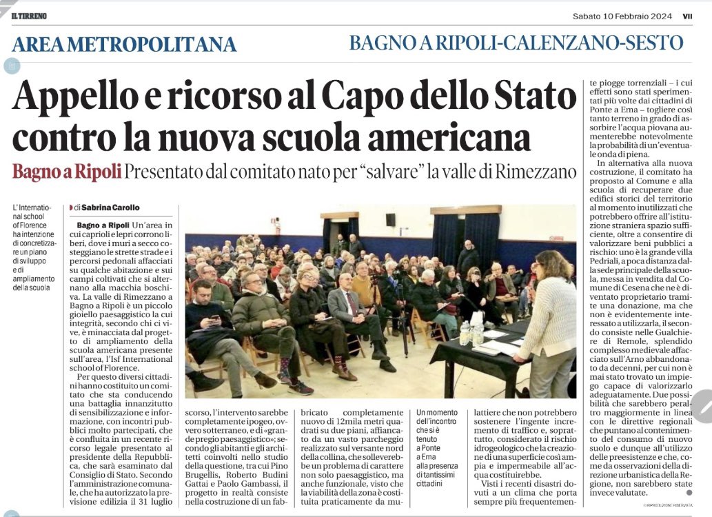 NeriTorrigiani's tweet photo. Grazie a @sabrinacarollo oggi su @iltirreno #Rimezzano #BagnoaRipoli https://t.co/LqnZOgroGV