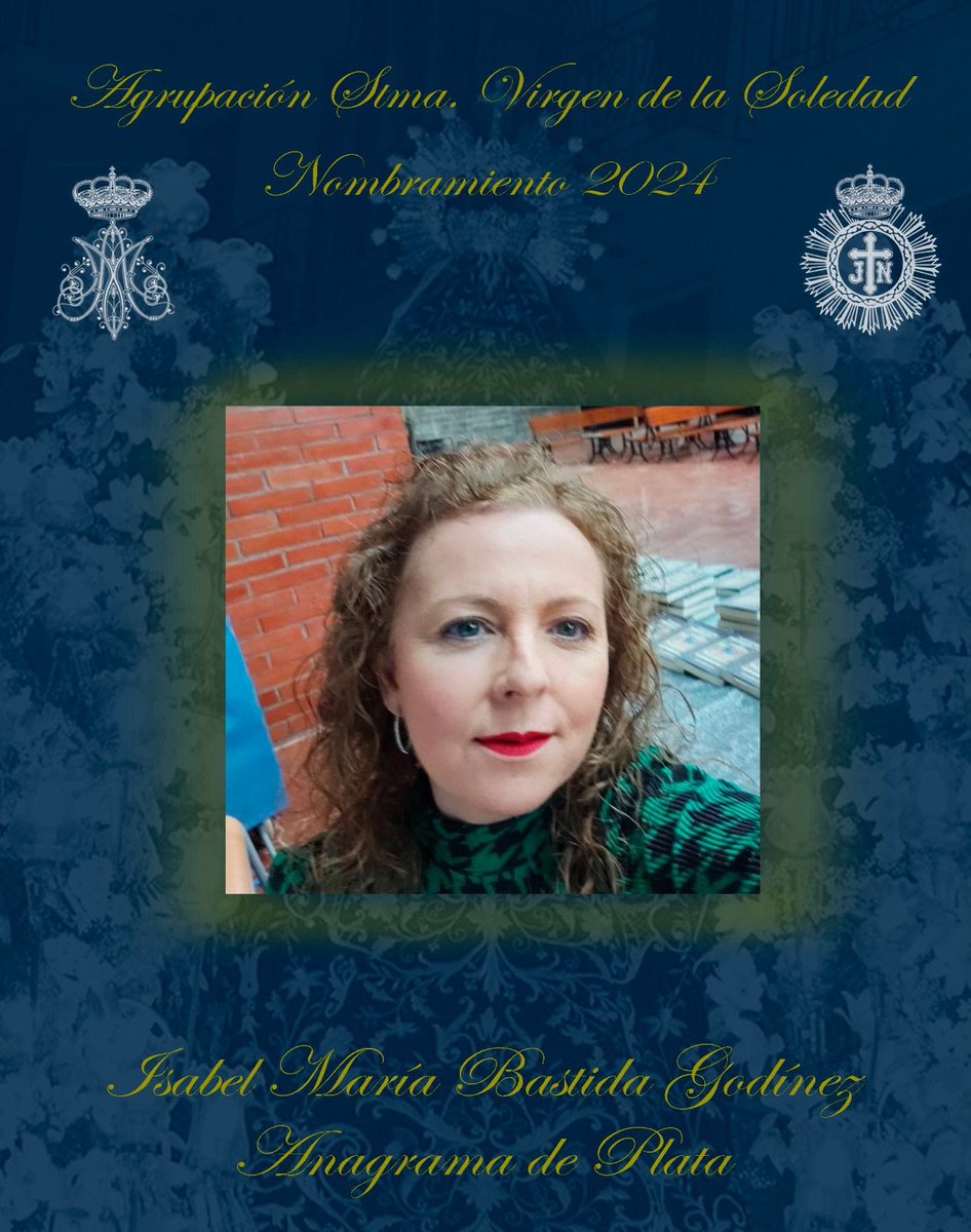 Siguiendo con los nombramientos de este 2024 le damos la enhorabuena a Isabel María Bastida Godinez por el Anagrama de Plata