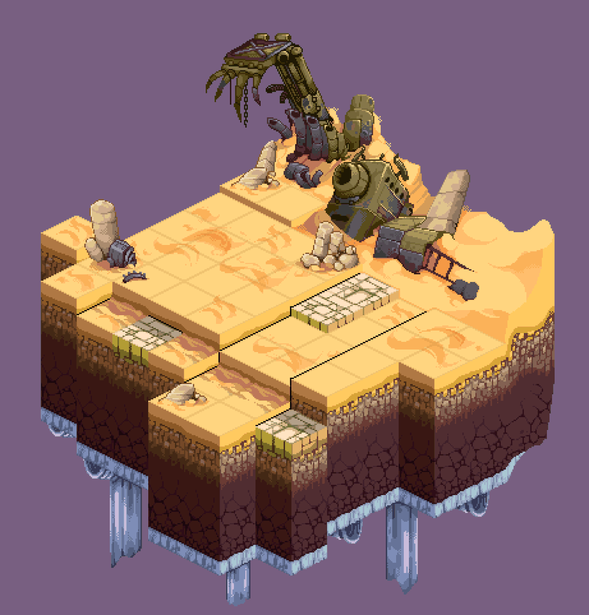 Picked up a really fun commission for some isometric terrain. spot the metal slug reference!  #pixelart