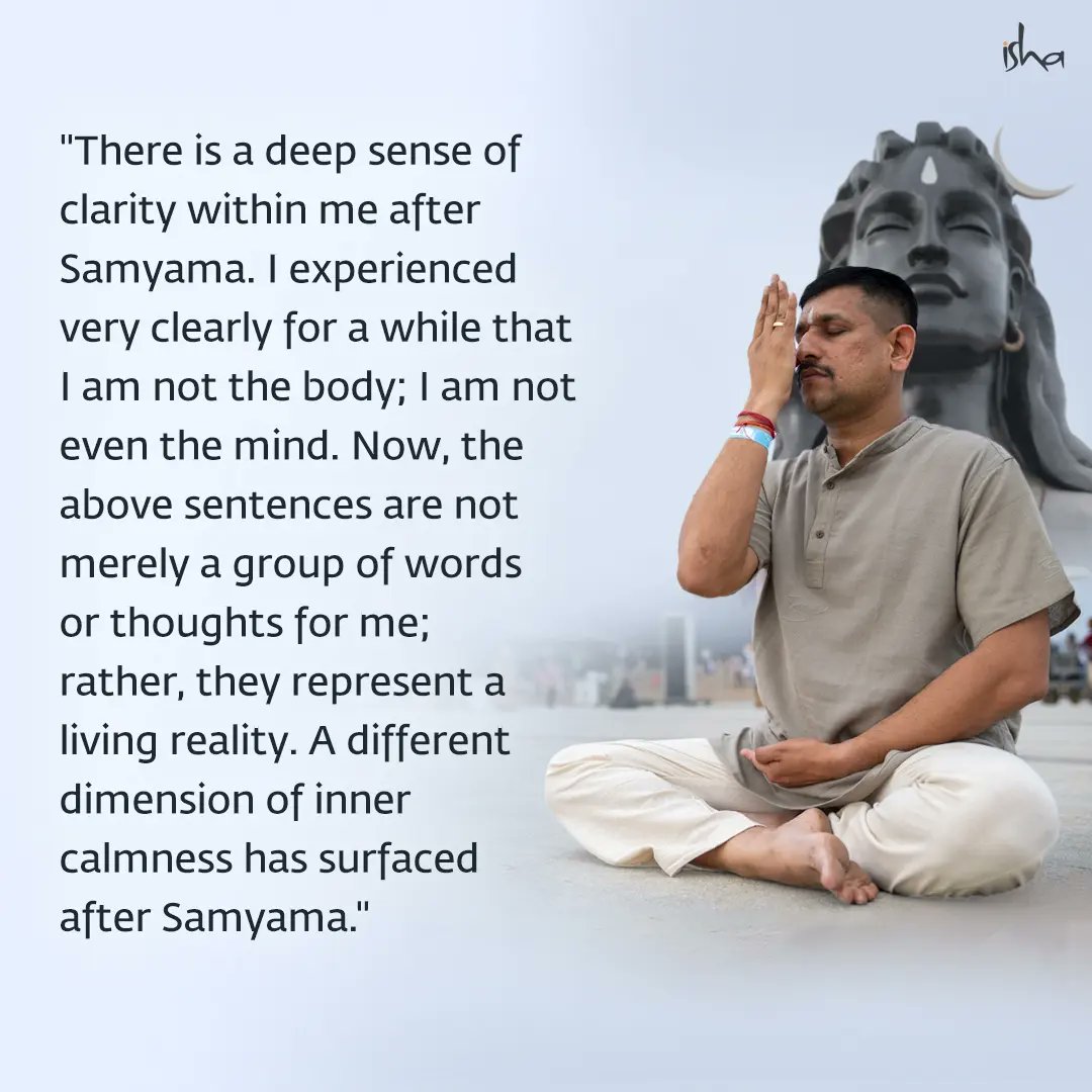 ishafoundation's tweet photo. Abhinav Upadhyay shares the profound impact that Sadhguru has had on his life. He shares his journey from the budding transformation he experienced in Inner Engineering to the piercing clarity of Samyama. He reflects on how what was once merely spiritual talk, has now become a profound living reality.