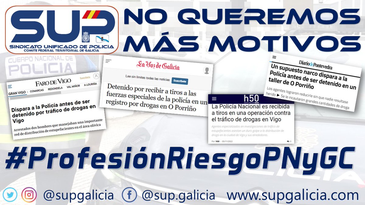 supgalicia's tweet photo. #PoliciaNacional y #GuardiaCivil deben ser consideradas, urgentemente, como #ProfesionDeRiesgo

Esta medida está plenamente justificada por la esencial labor que desempeñan diariamente

Nos sobran los motivos
#ProfesionRiesgoPNyGC

Más info ⤵️
https://t.co/LK2VM7Q6Bh https://t.co/PFmGW80kWg