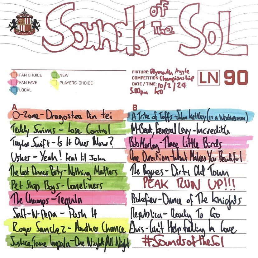 Today’s #soundsofthesol for @SunderlandAFC @StadiumOfLight suggested by Sunderland fans