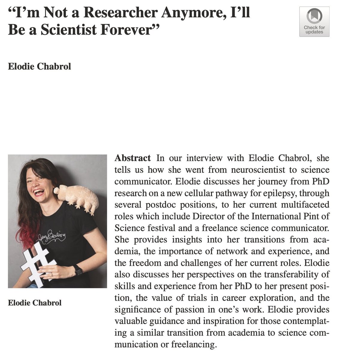 📖So proud to be in this book alongside amazing humans!

Academia and the world beyond  link.springer.com/chapter/10.100…

Thanks <a href="/cMadan/">Dr Christopher Madan 🐘🧠💻 (he/him)</a>!

✨Next week, marks my 11 years of science communication, sharing my story is a great way to celebrate it!

 👀My chapter link.springer.com/chapter/10.100…