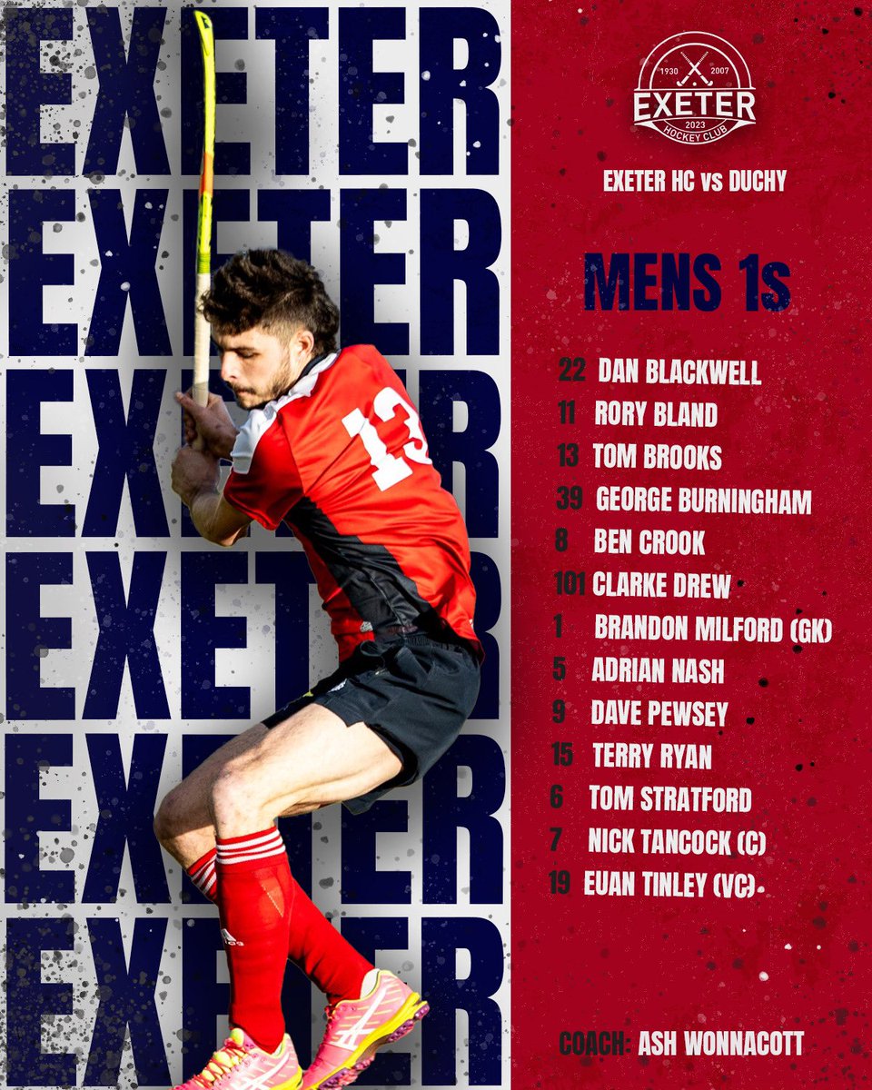Exeter_HC's tweet photo. ⚡️Team news ⚡️ 

W1s national league encounter with Witney 1pm at St James

M1s take the trip to Cornwall to play Duchy 14.45pb

@EnglandHockey @swsportsnews @HockeyWestUK @WitneyHockey @DuchyHC https://t.co/ZDPz7Z3BpW