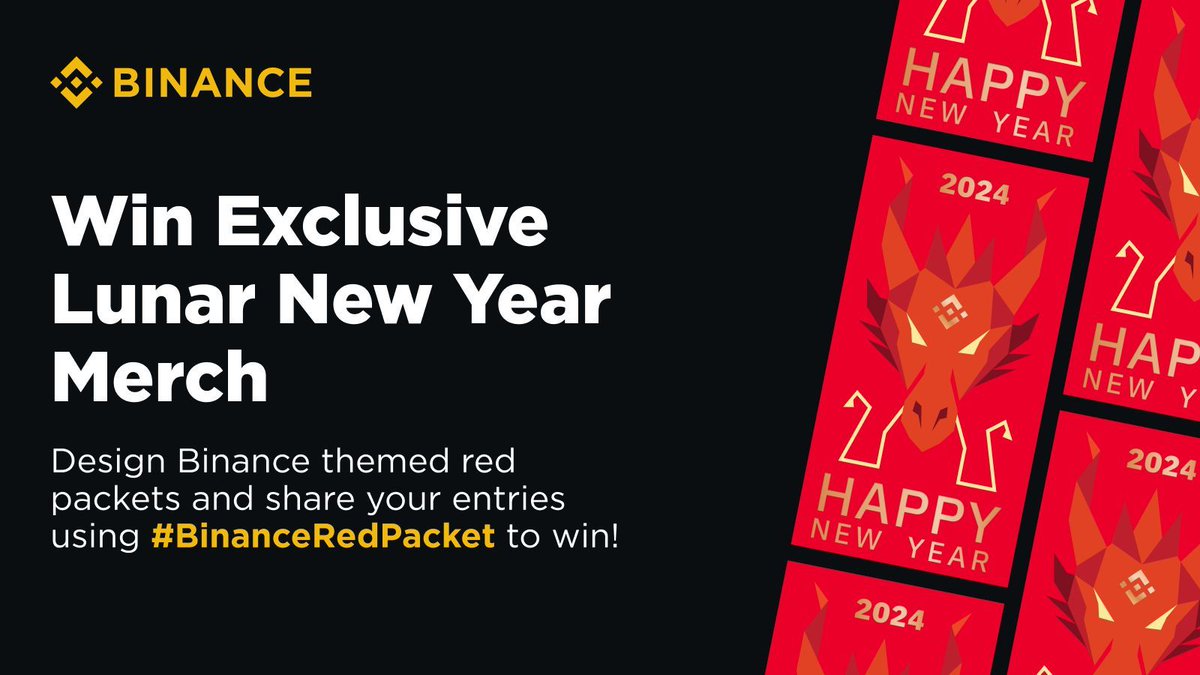 Celebrate the Year of the Dragon with #Binance by designing a Binance-themed red packet to win a set of exclusive Lunar New Year merch!

To enter: 
🔸 Retweet
🔸 Follow @Binance
🔸 Share your designs using #BinanceRedPacket

More info here ➡️ binance.com/en/survey/9fc2…