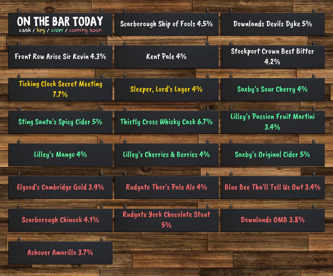 beer_under's tweet photo. We’re open at Midday 
Beer Board: https://t.co/dPp4Sq3EGi
@scarboroughbrew @DLBrewery @FrontRowBrew @kentbrewery @StockBrew @tickingclockbc @lordsbrewing @saxbyscider  @ThistlyCross @lilleyscider 
#RealAleFinder https://t.co/nY0sxbCxyk