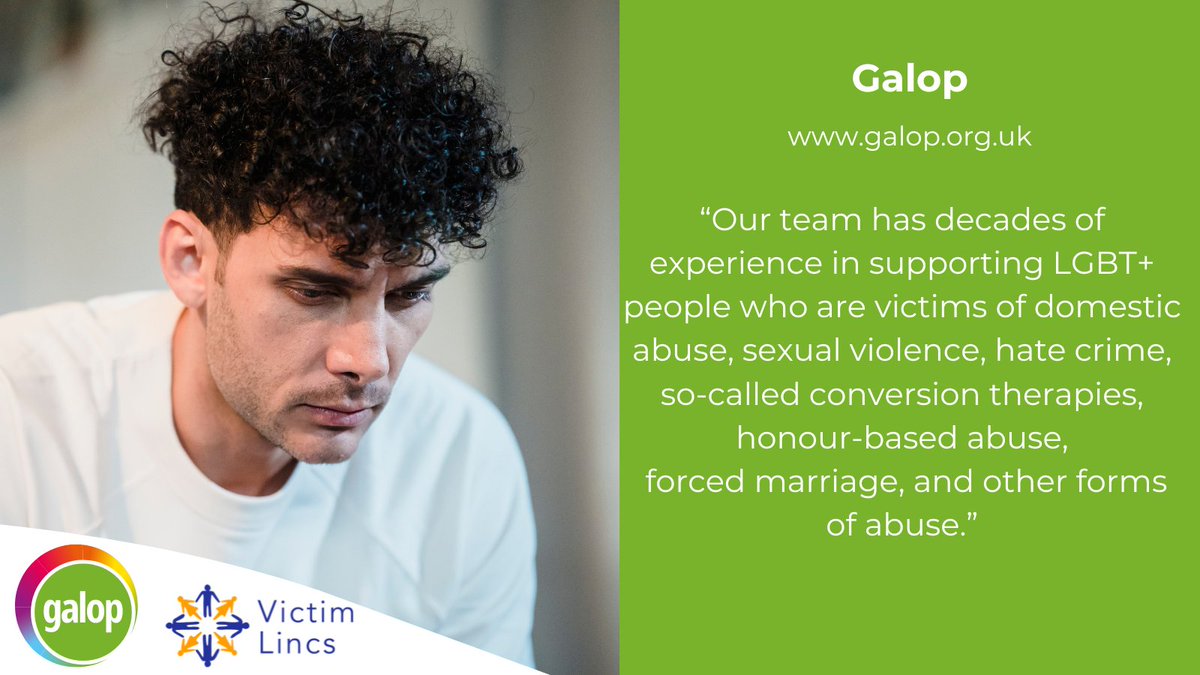VictimLincs's tweet photo. Galop provide a welcoming space for all LGBT+ victims and survivors of various forms of abuse, without the worry of your identity, relationships or story being misunderstood or questioned.
#7DaysofSupport #SexualViolenceAwarenessWeek https://t.co/n55sYreUXb
