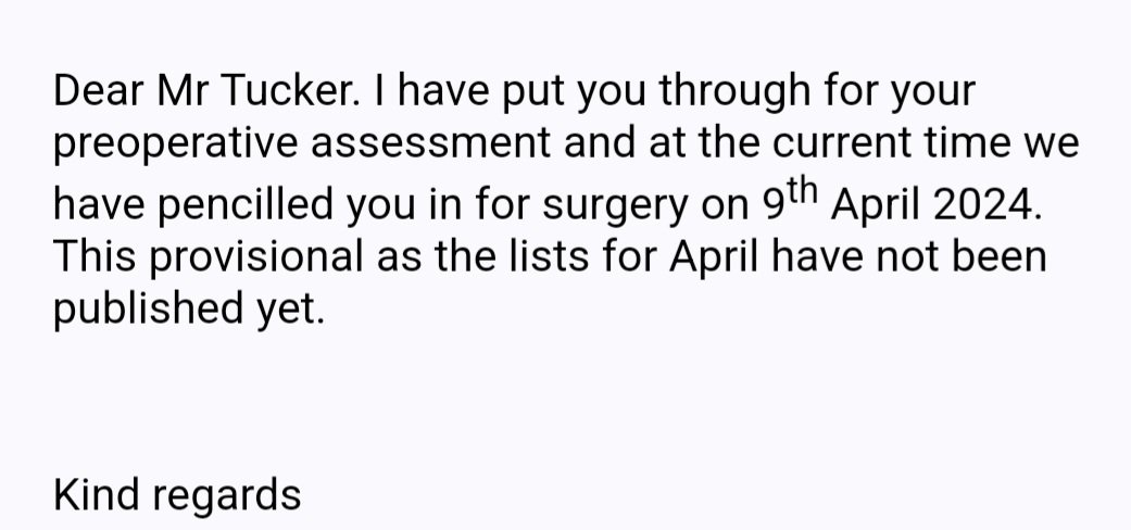 After 15 months on the waiting list finally have a provisional date for my hip replacement april it is 
Lets roll
