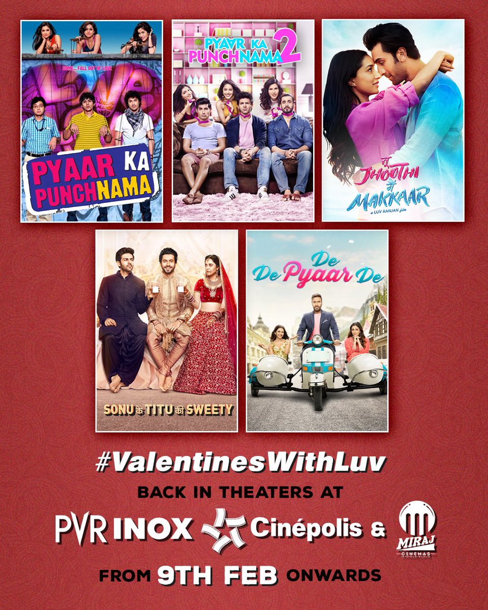 Bringing back the romantic blockbusters once again on the big screens! Celebrate this valentine’s with Luv❤️ Book your tickets now! cutt.ly/y7S9ryy