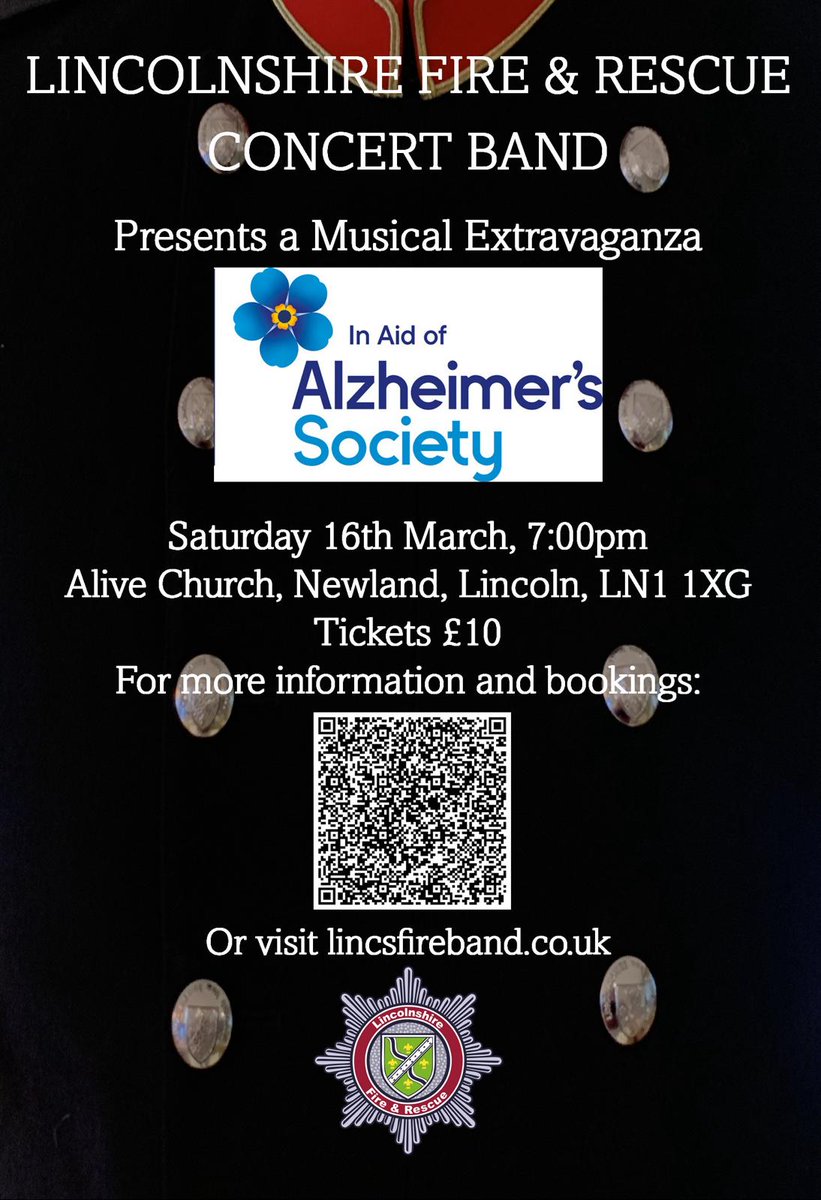 We're putting on a big charity concert in Lincoln. Tickets available through eventbrite, link on our X profile, Facebook page or through our website. Please repost <a href="/BBCRadioLincs/">BBC Lincolnshire</a> <a href="/LincsFireRescue/">Lincolnshire Fire and Rescue</a> <a href="/EventsinLincoln/">Events in Lincoln</a> <a href="/alzheimerssoc/">Alzheimer's Society</a> @SirenFM