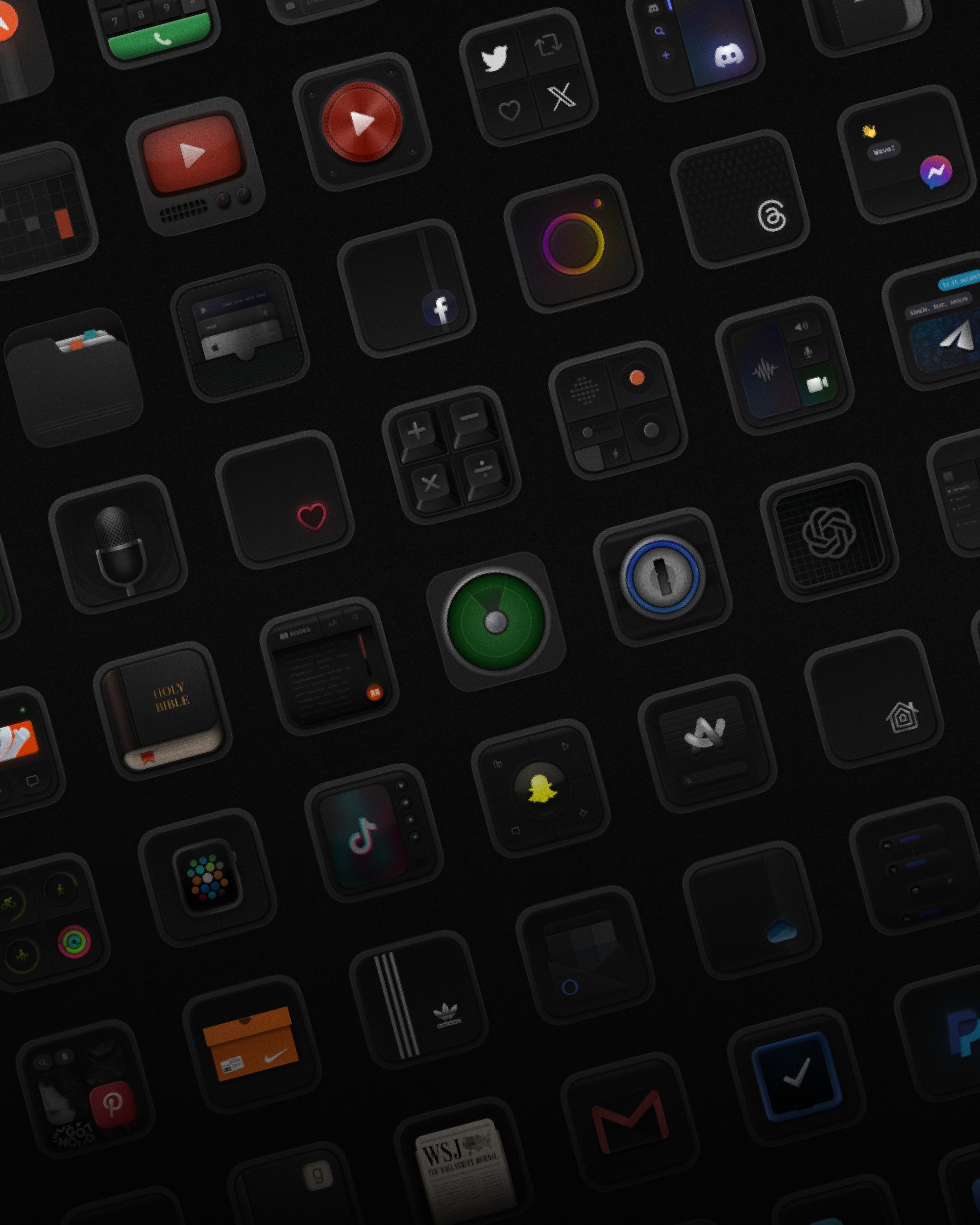 Darkest iOS app icons overview