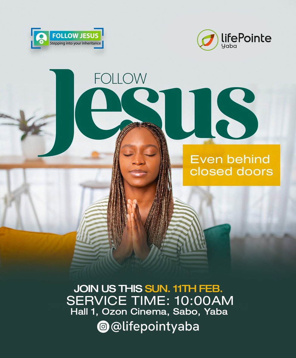 LifepointeYaba's tweet photo. Be sure not to miss Sunday service tomorrow , as our lives will shift exponentially.
As always 10am, Ozone cinema,Yaba.
#LifePointe #LifepointeYaba #SundayService https://t.co/lOJCcvUaSV