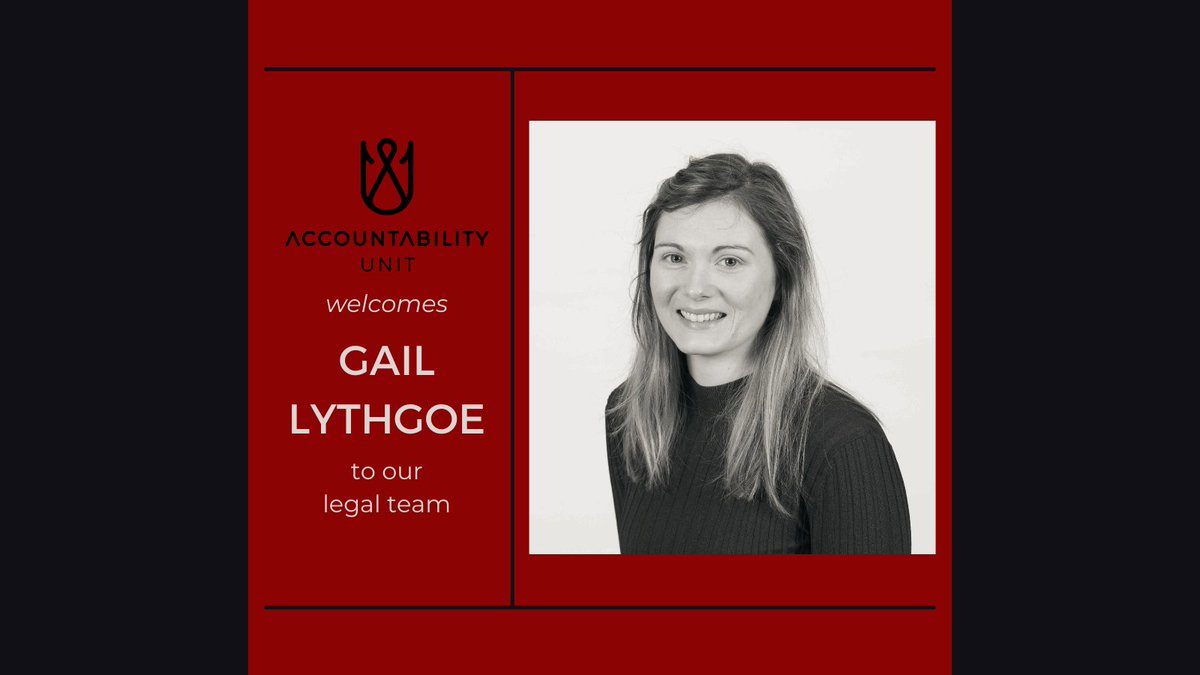 A very warm welcome to Dr @GailLythgoe, Director of Global Law LL.B. & Lecturer at @EdinburghUni. Gail, a recognised scholar in global governance & critical legal geography, joins Accountability Unit after her valuable contributions to our work. More here: accountabilityunit.org/legal-team