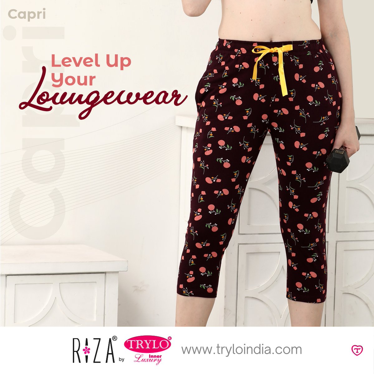Trylo Riza Capri takes loungewear to new heights, offering perfect fit and all-day comfort. It's the cozy upgrade you deserve. 

Product shown - Capri CP-7043

#TryloIndia #TryloIntimates #RizaIntimates #RizabyTrylo #Capripants 
 #Loungewea #LoungewearLove