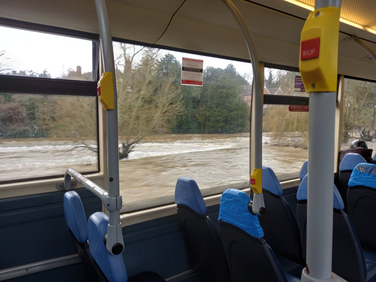 #SlowWaysUK Flooded River Teme from bus on way out of Ludlow to Orleton. Off to trial northern section of Leolud two. <a href="/SlowWaysUK/">Slow Ways</a>