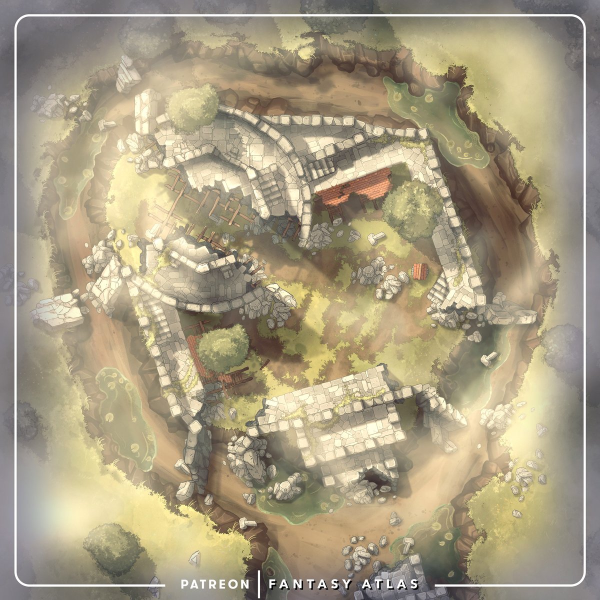Misty and broken ruins, probably best to be avoided. #dnd #battlemap