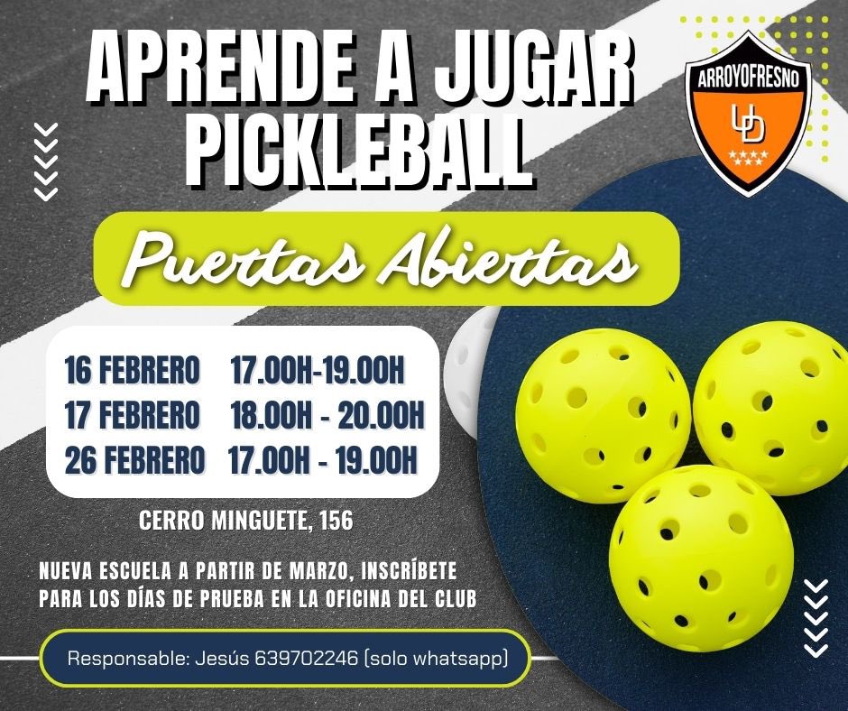 PICKLEBALL | ¡Ven a conocer tu nuevo deporte 🥎! No lo dudes, ven a las jornadas de puertas abiertas 🪟 que tendremos en el club, una nueva 🆕 escuela para todas las edades. #orgullonaranja 🧡