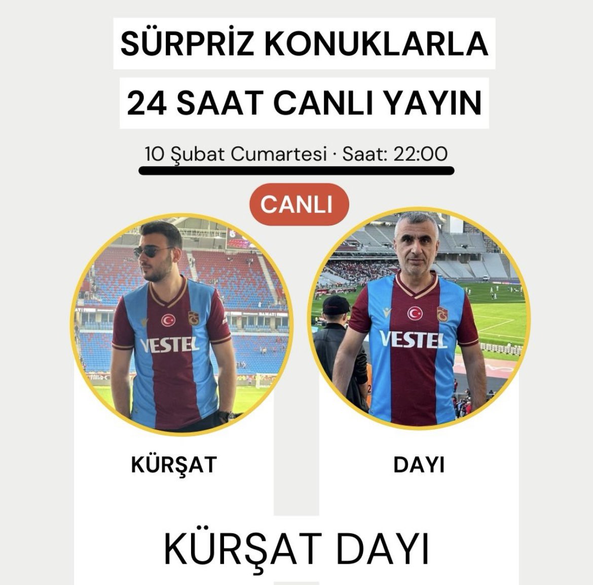 Aksama 24 saatlik yayinimiza herkesi bekliyoruz.. 

<a href="/Trabzonsporttv/">Kürşat Dayı</a> 

youtube.com/@KURSATDAYI?si…