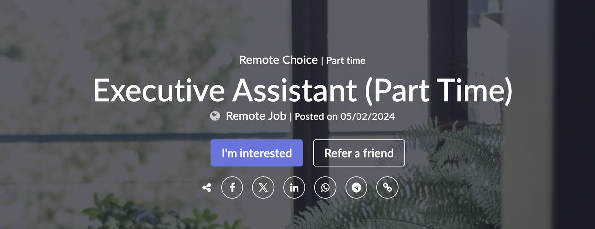 yuthconnect's tweet photo. Remote Choice is hiring Executive Assistant (Part Time). Know more about the job opening here: https://t.co/FlHgPCzzQi #RemoteChoice via @Remote Choice https://t.co/X2WKdK4R5w