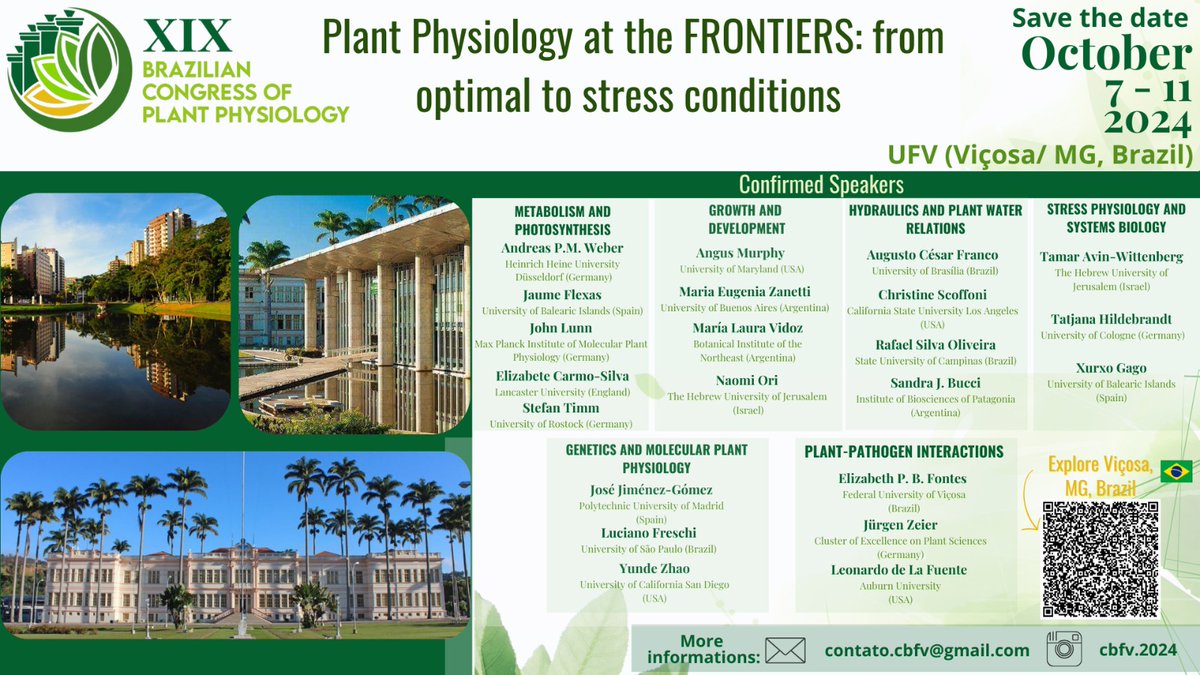 Se viene el Congreso Brasilero de Fisiologia Vrgetal  7-11 octubre 2024!! Mas info fy👇

Save the date! Brazilian Congress of Plant Physiology 🌱🌳🌲🌾 October 7-11 2024
