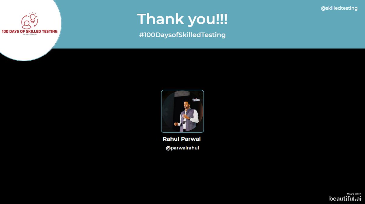 SkilledTesting's tweet photo. Thank you for your response for the week 13 of #100DaysofSkilledTesting Season 2🫡📝
#100DaysofSkilledTesting https://t.co/8xmB6seYrB