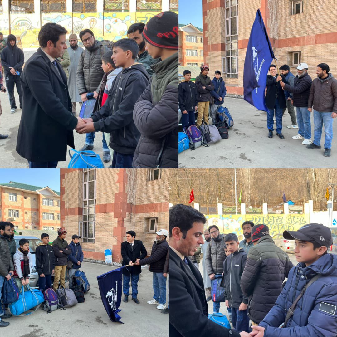 Additional District Development Commissioner Bandipora, Mr. M A Bhatt (JKAS) ceremoniously flagged off a contingent of four students from District Bandipora for a 10 day skiing course at Gulmarg. The event took place in the presence of DYSSO Bandipora Mr. Nazir Ah Bhat.