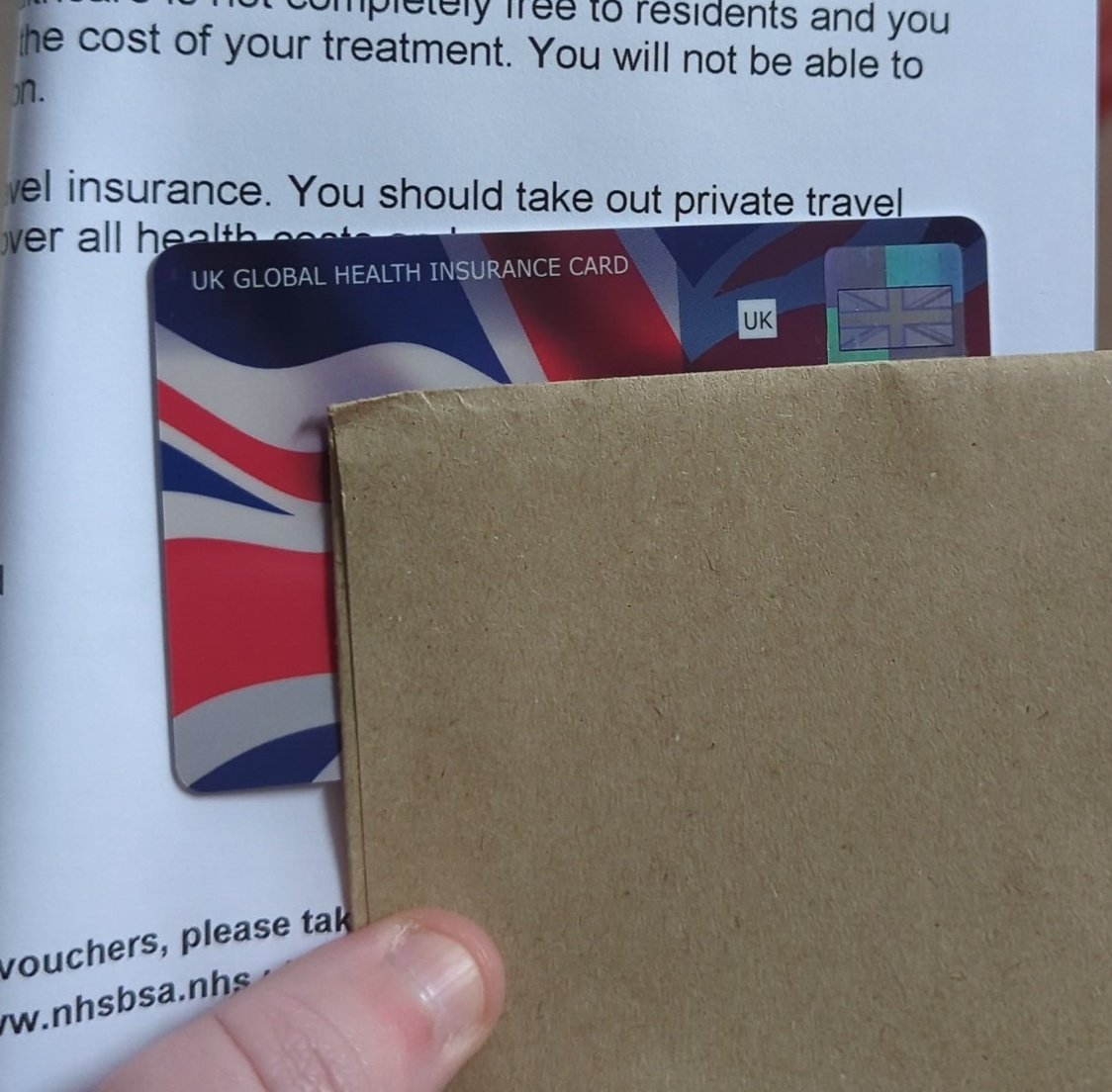 Realised my EHIC had run out so ordered a GHIC to replace it but what in the Brexit is this? 😭 Going to look a right gammon flouncing through Europe with this and the shitty blue passport when I renew that 🙄