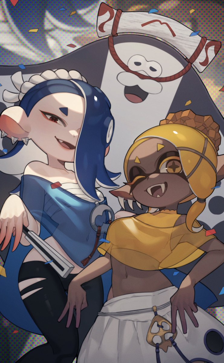 フウカ(スプラトゥーン) 「バンカライブ轟プレミア公開ありがとうヒメとウツホがデコを突き合わせていたのが最高」|P.ratのイラスト