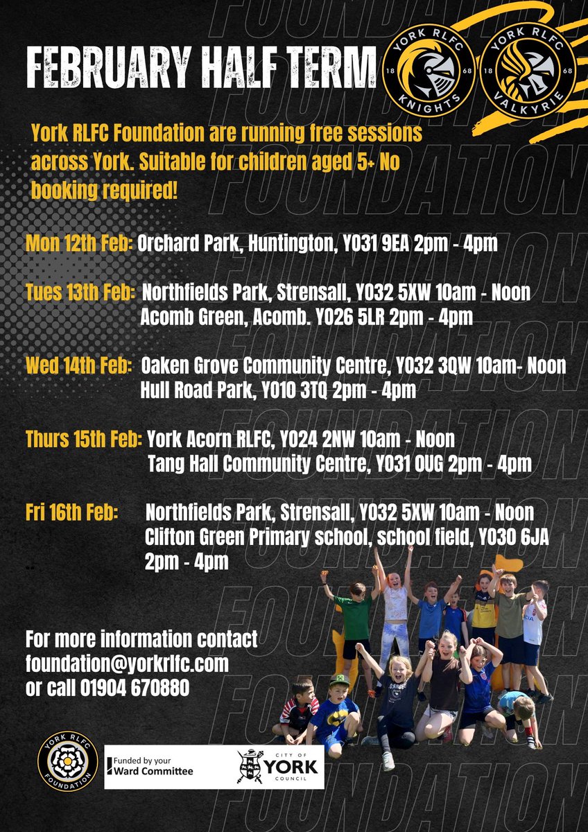 yorkrlfcfound's tweet photo. 𝐓𝐡𝐢𝐬 𝐅𝐞𝐛𝐫𝐮𝐚𝐫𝐲 𝐇𝐚𝐥𝐟 𝐓𝐞𝐫𝐦

🟡 Our popular, free, turn-up-and play inflatable sessions are back! 

✔️ Suitable for children aged 5+ at venues across York.

📍First up - Orchard Park, Huntington! 

🌐 https://t.co/T53fZZPuBy

#WeAreYork | #RiseUp ⚔️ https://t.co/94paehJRid
