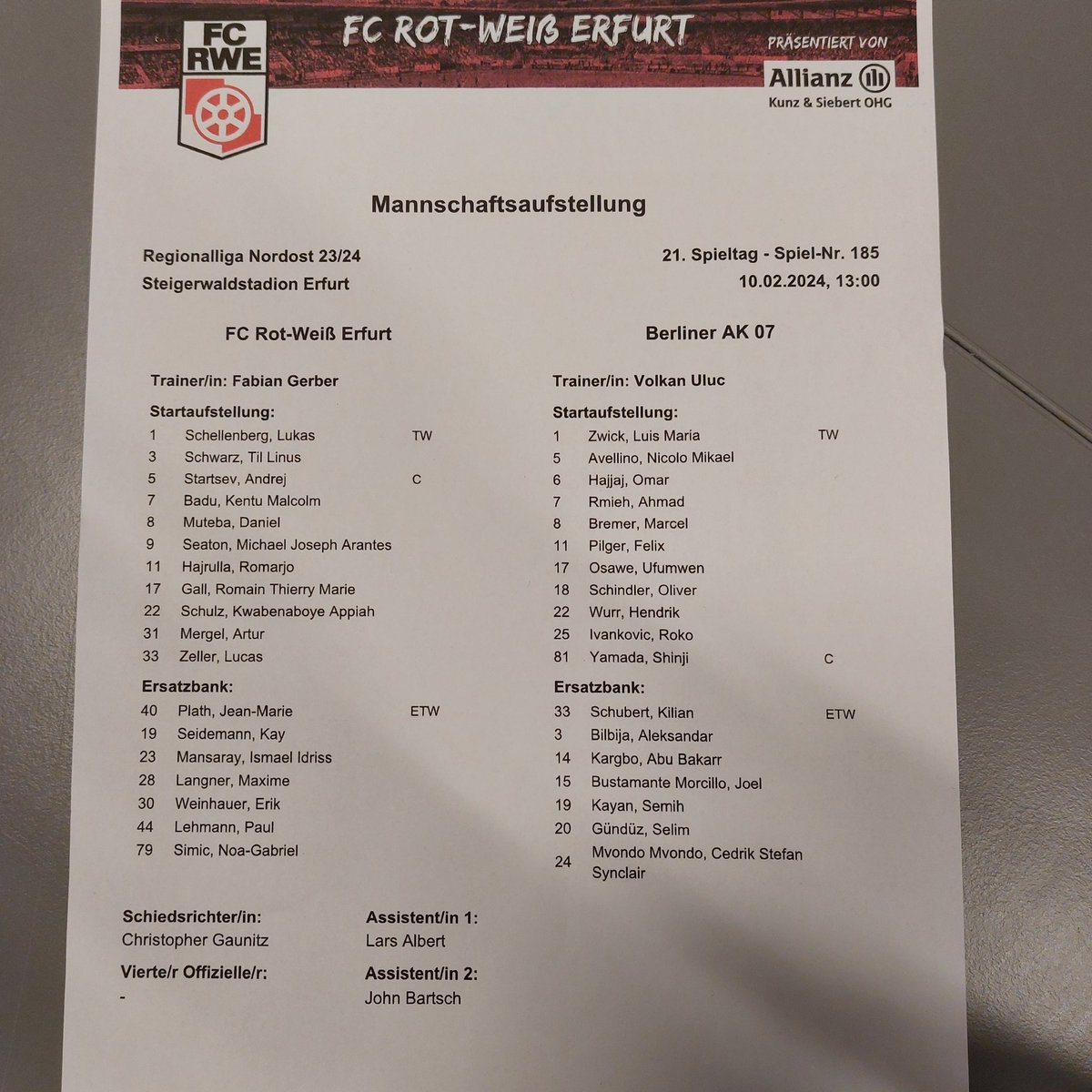 eggebr1's tweet photo. FC RWE : Berliner Athletik Klub 07

Die Aufstellung!
#runbak @BerlinerAK07 https://t.co/Wcb7a1uGGh