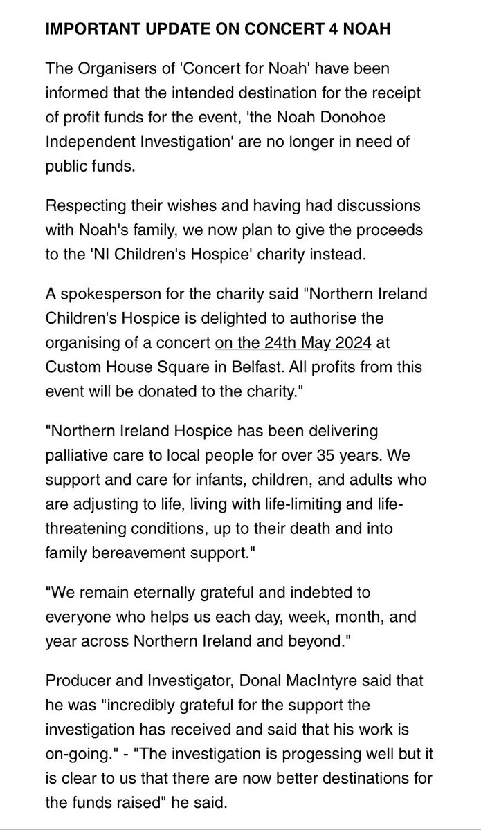 cmcs2468's tweet photo. Funds from Concert 4 Noah going to the Children’s Hospice 💙⚡️💖
Noah’s goodness lives on 💙⚡️🎶
#NoahsArmy⚡️
#JusticeForNoahDonohoe https://t.co/Ii2VqNzXA0