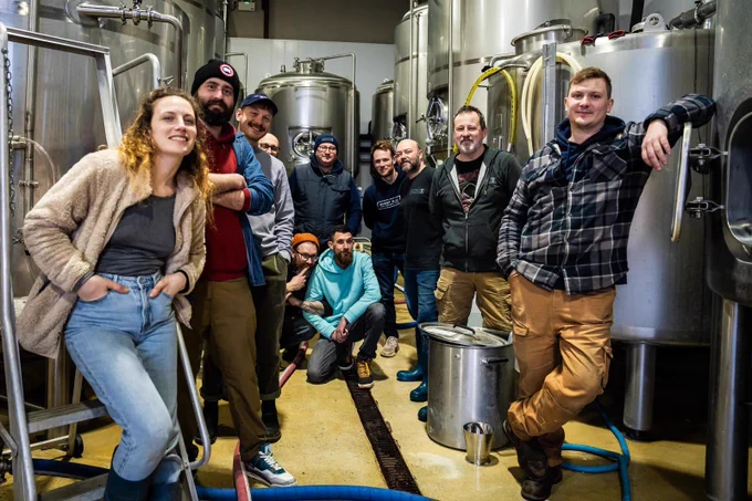 More of our team (on the left) hanging out with the crew from Burnt Mill on our latest collab
