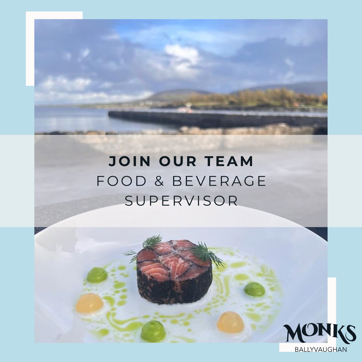 It’s the Monks #jobfairy here! We have a lovely opportunity for a dynamic individual to join our team. Relocation packages & accommodation available for the right candidate. Email chef@monks.ie for more info. 🌊