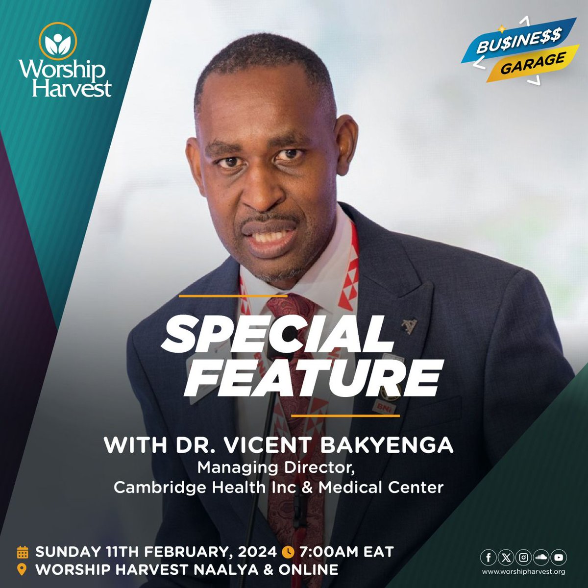 @CHealthUG is a premium healthcare facility located within the Heart of Kampala. Tomorrow, we host @VBakyenga Managing Director @CHealthUG for #BusinessGarage. You are welcome to join us in person at #WHNaalya or Online from 7 am to 8:30 am #WorshipHarvest