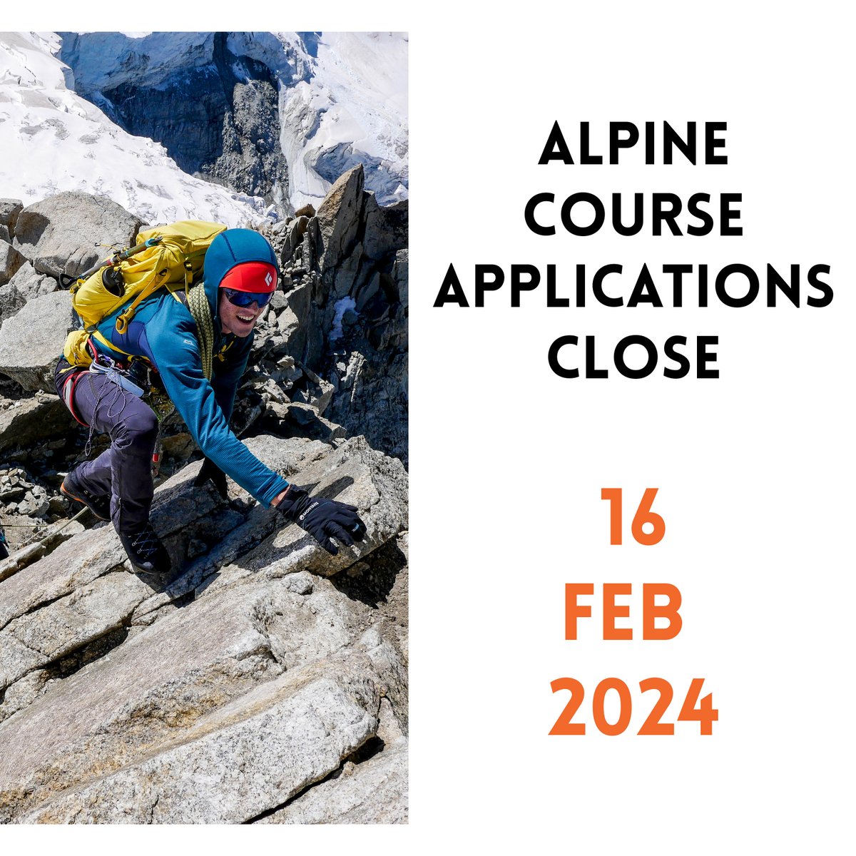Don't miss your chance to apply for one of our Summer 2024 Alpine Courses.

Applications close this Friday!

APPLY NOW 👉 jcmt.org.uk/courses