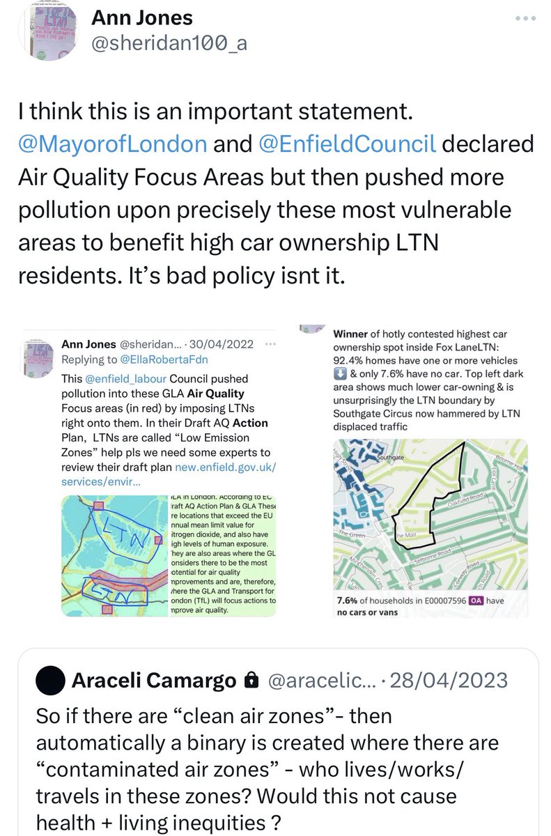 A tale of pedestrians at 2 LTN Junctions. This Bourne Hill/Green Lanes one where 2 LTN boundary rds meet taking the LTN displaced traffic & pollution has ❌NO pedestrian crossing lights. It was already a high pollution hotspot before @tfl -funded LTN pushed more pollution here🧵