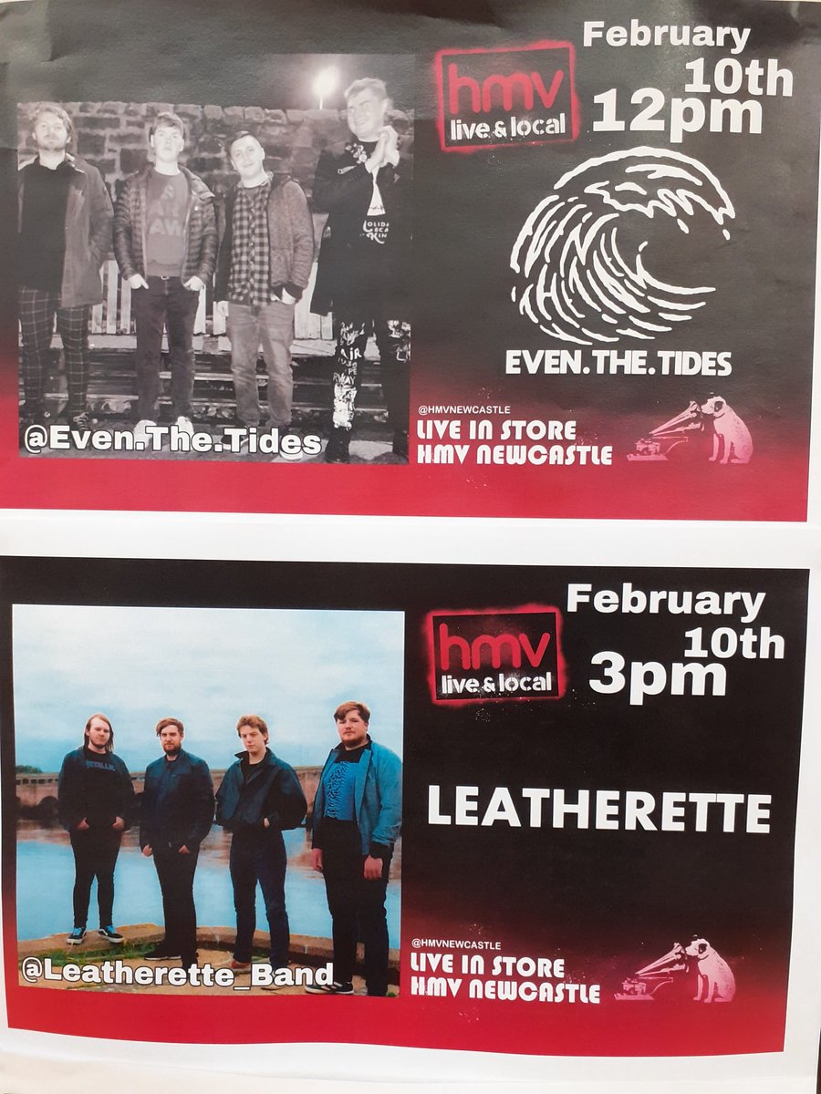 hmvNewcastle's tweet photo. In Toon today?
We've got two belta #LiveAndLocals lined up for you.
12 o'clock kick off. Even.The.Tides you don't wanna miss these guys. The awesome @LeatheretteBand join us at 3pm Come along & support #livemusic.
#live #gig #gigs #music #musicislife https://t.co/gHUkkafZlz