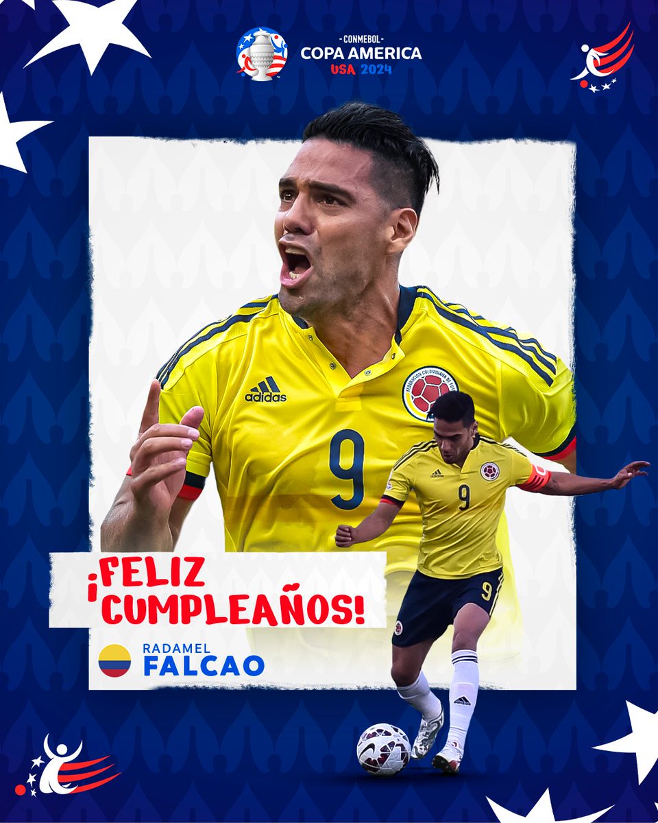 ¡Feliz cumpleaños, @FALCAO! 🇨🇴 El ídolo colombiano que brilló en tres CONMEBOL Copa América™ #VibraElContinente
