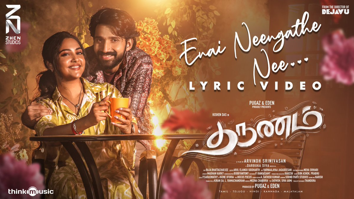 #EnaiNeengatheNee: First Single from #Tharunam is out youtu.be/tGVVS6nMHy0 #LoveAnthem2024 is all yours now, Valentine's Day special 💘 Music - @DarbukaSiva Singers - @KapilKapilan_ #PavithraChari Lyric - @madhankarky Produced by @zhenstudiosoffl Film by @dirarvindh…